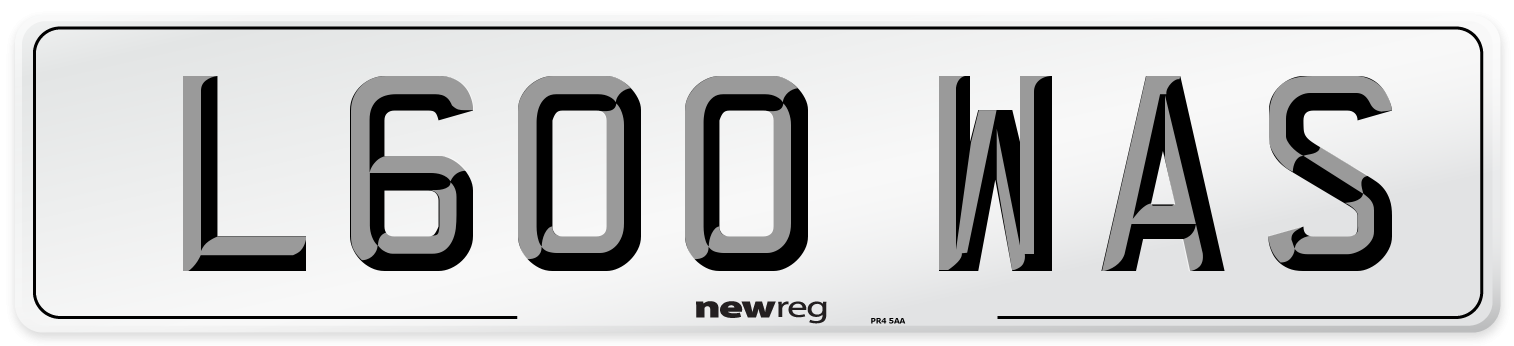 L600 WAS Number Plate from New Reg